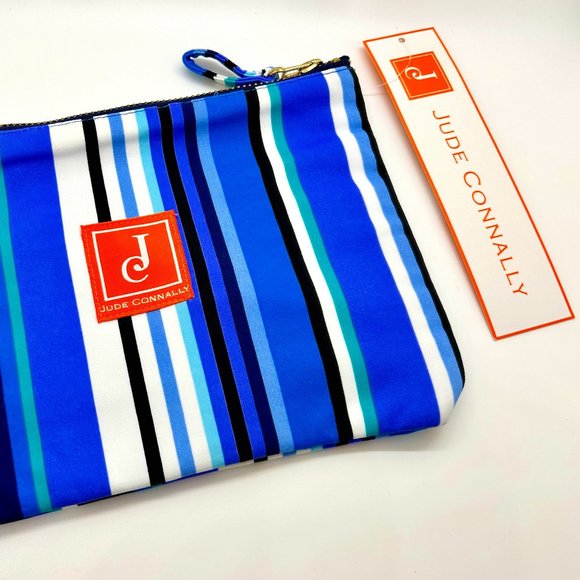 Jude Connally "Madison" Pouch in Multi Stripe Royal - Picture 1 of 3